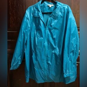 Woman Within Women’s Teal Raincoat or Windbreaker Sz 26/28.